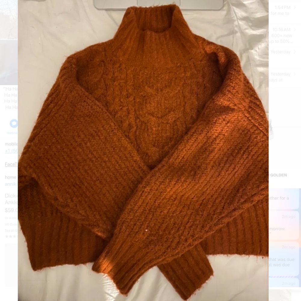 Beautiful burnt orange thick sweater mockneck